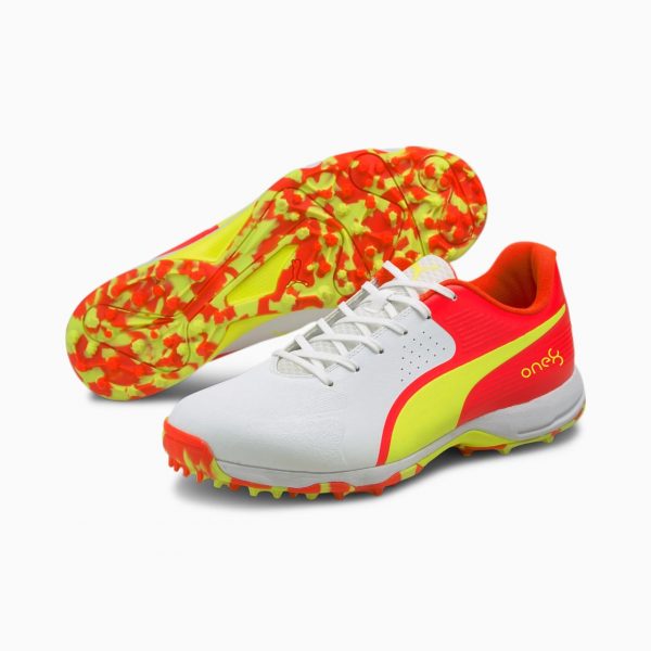 PUMA 19 FH Red Blast Yellow Alert White- CRICKET SHOES